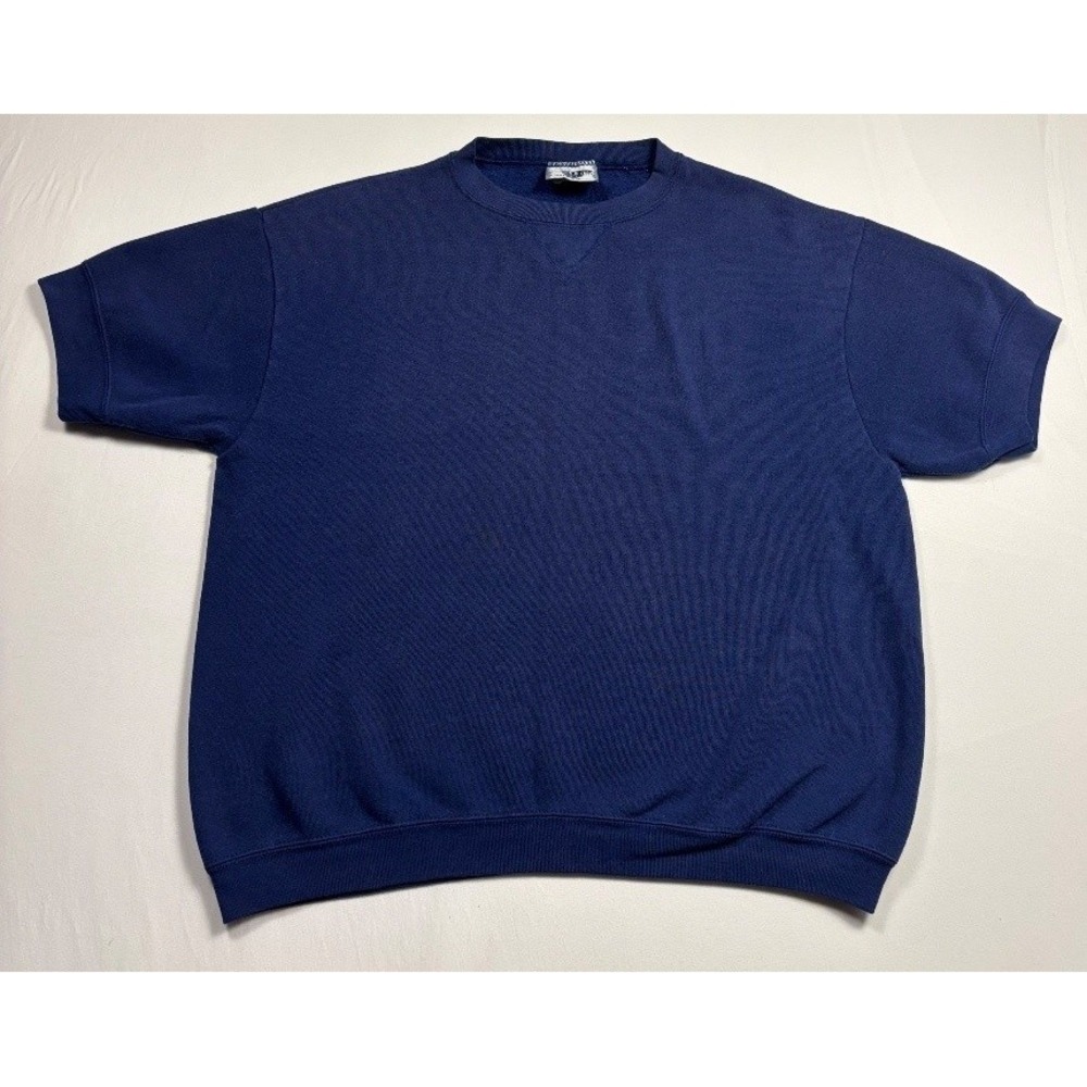 Lee Womens Short Sleeve Sweatshirt Crewneck Blue Cotton Blend Size L USA Made